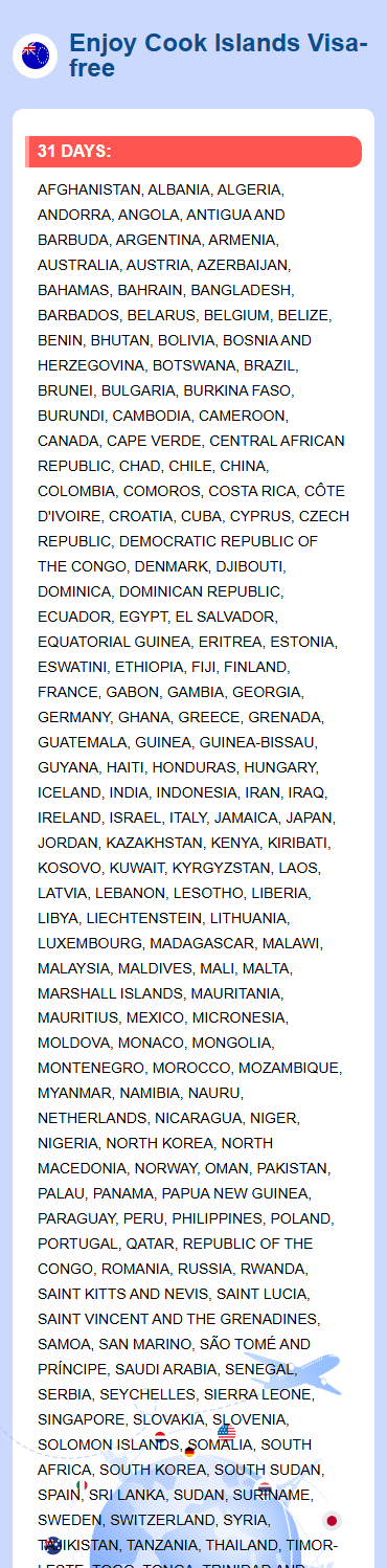 Cook Islands Exemptions